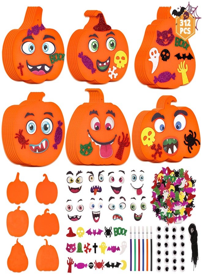 OCHIDO 312 PCS Halloween Crafts for Kids, DIY Foam Pumpkins for Craft Bulk, Halloween Arts and Crafts for Party Favors Supplies, Halloween's Decorations, Classroom Craft Activities - Image 1